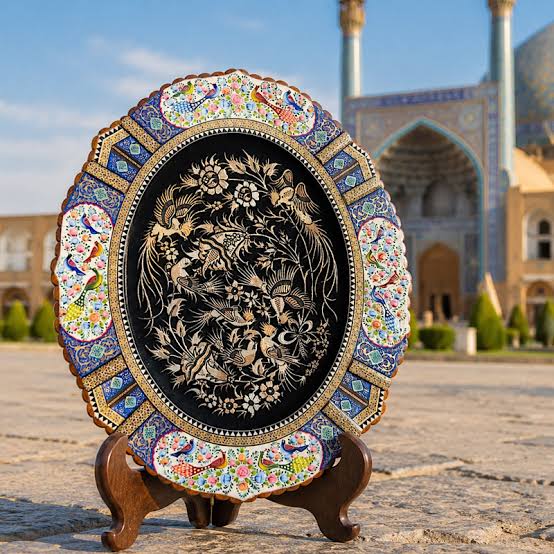 Persian decorative plate with detailed traditional ornament
