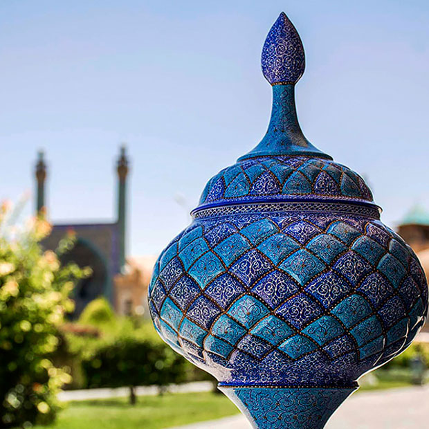 Blue Persian minakari vessel
