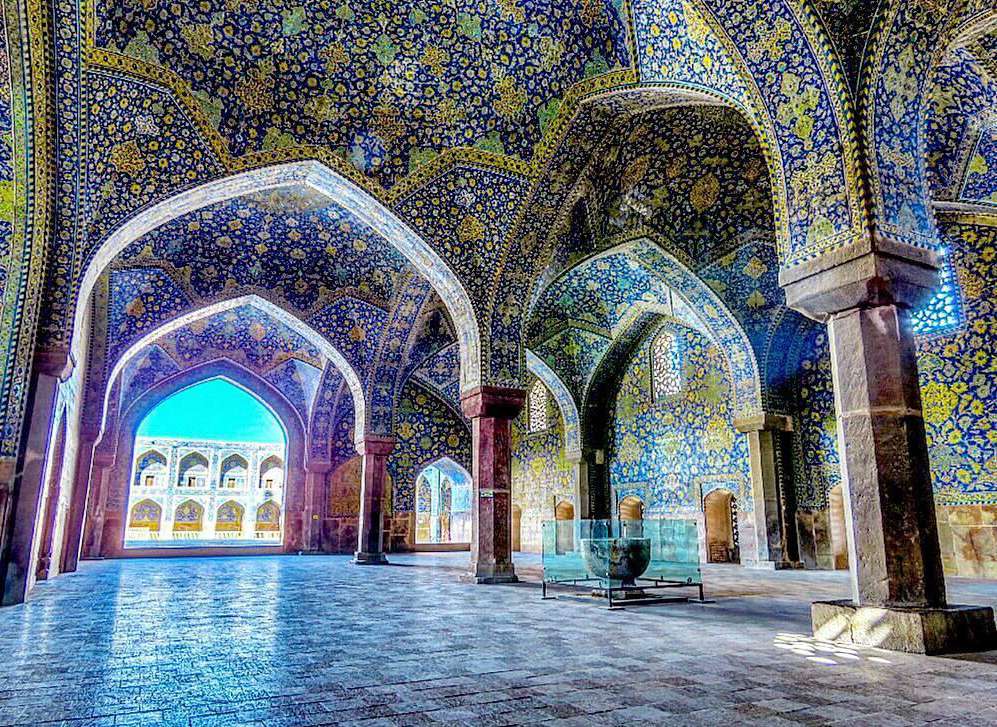 Tilework and arches inside a Persian mosque